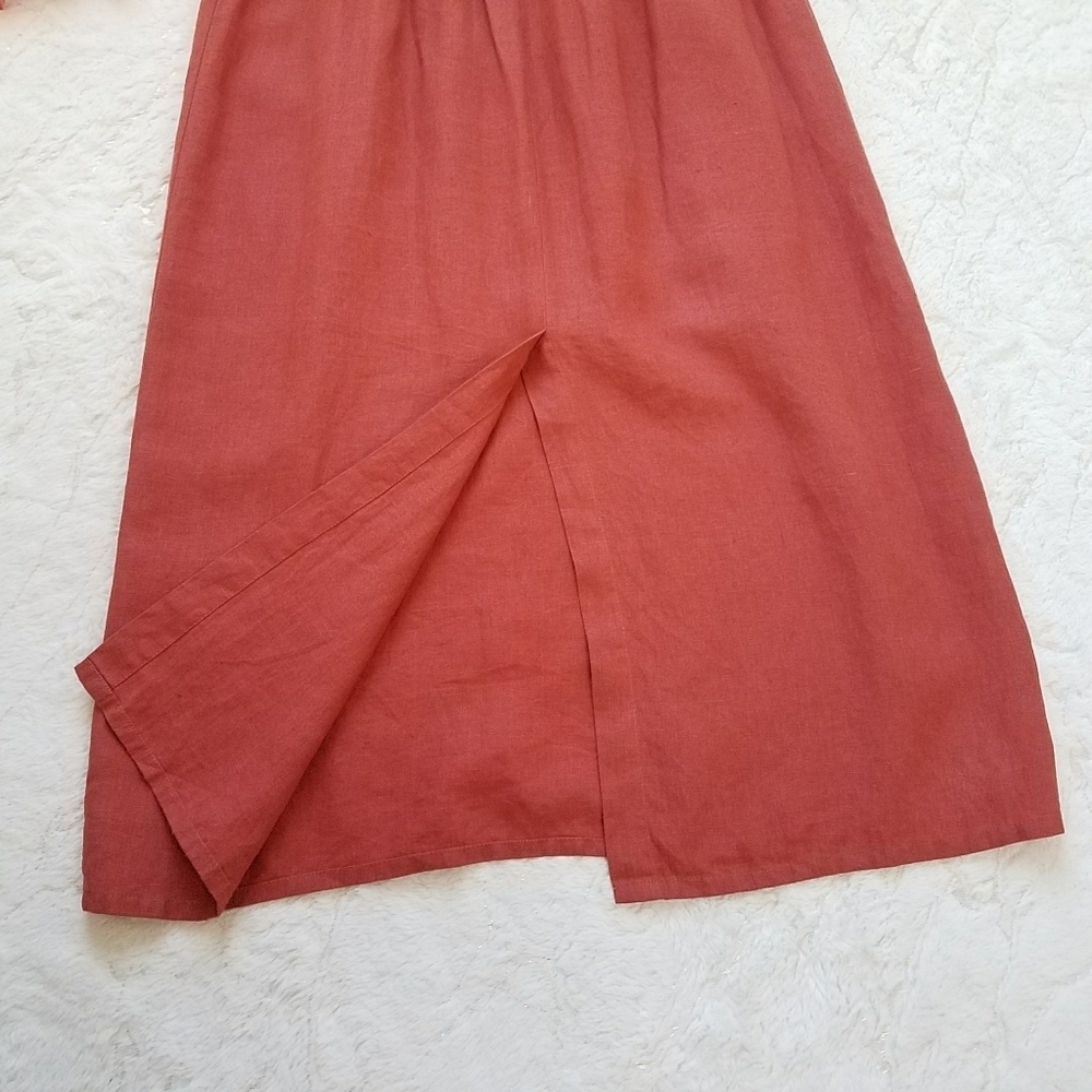FLAX LINEN MIDI SKIRT - Picture 5 of 6